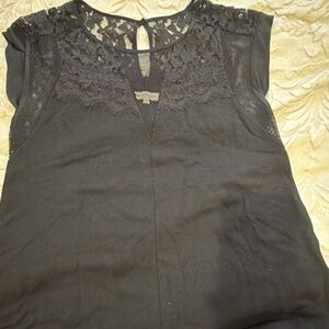 Elegant Black Lace Women's Top Rebecca Taylor Sz M Women’s T-shirt Blouse